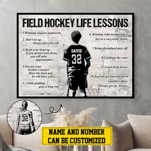 Field Hockey Life Lessons-Personalized Hockey Poster-Poster Gift For Field Hockey Lovers, Field Hockey Players