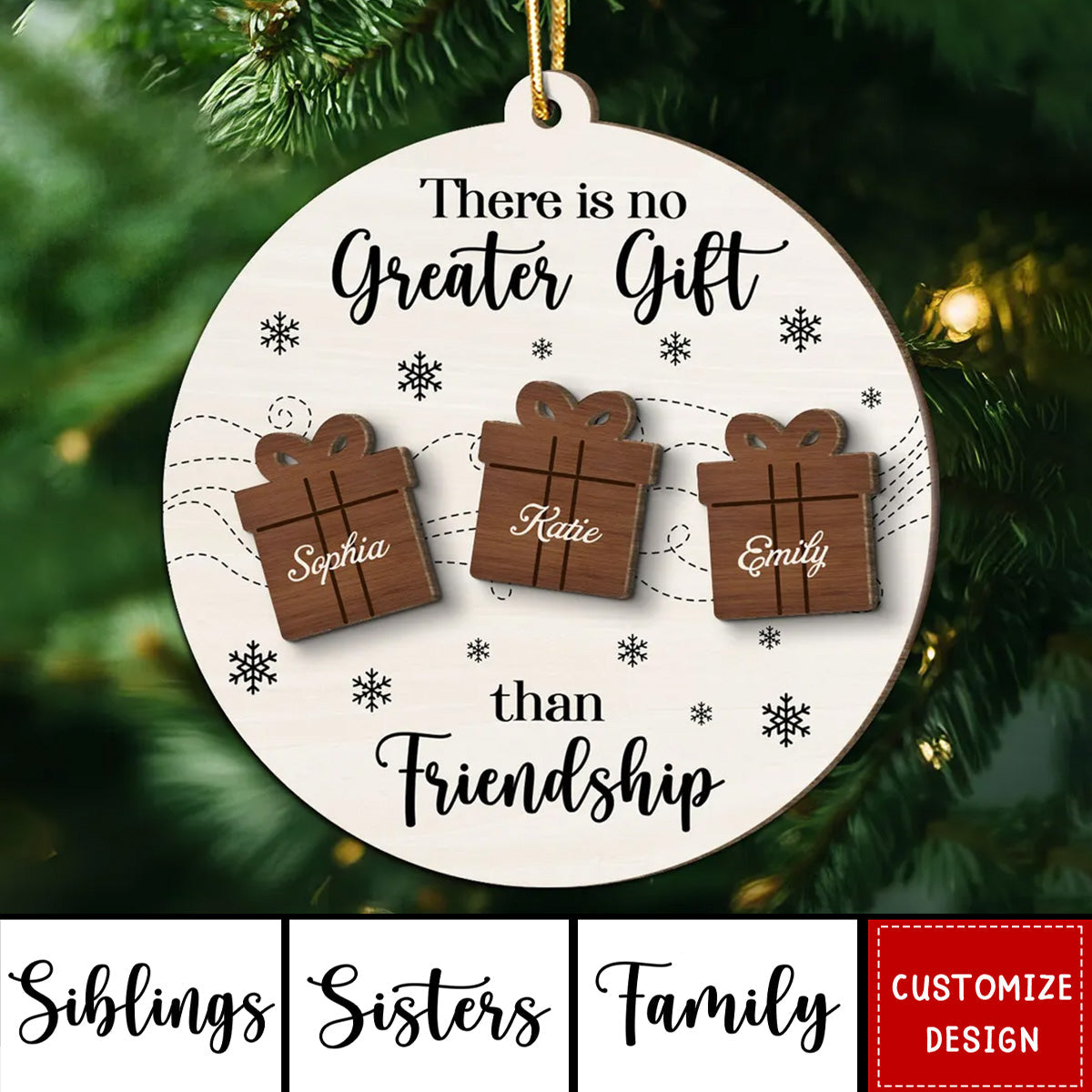 2024 New Release Friendship Siblings Family There Is No Greater Gift-Personalized Wooden Ornament