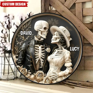 Skull Couple Personalized Family Wood Sign