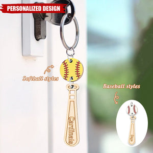 Personalized Name Baseball Keychain, Baseball Bat Keychain,  Softball Keychain, Gift for Sports Mom/Daughter/Baseball Fan