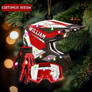 Personalized Motocross Racer Set Christmas Ornament