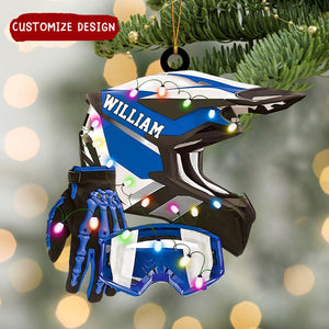 Personalized Motocross Racer Set Christmas Ornament