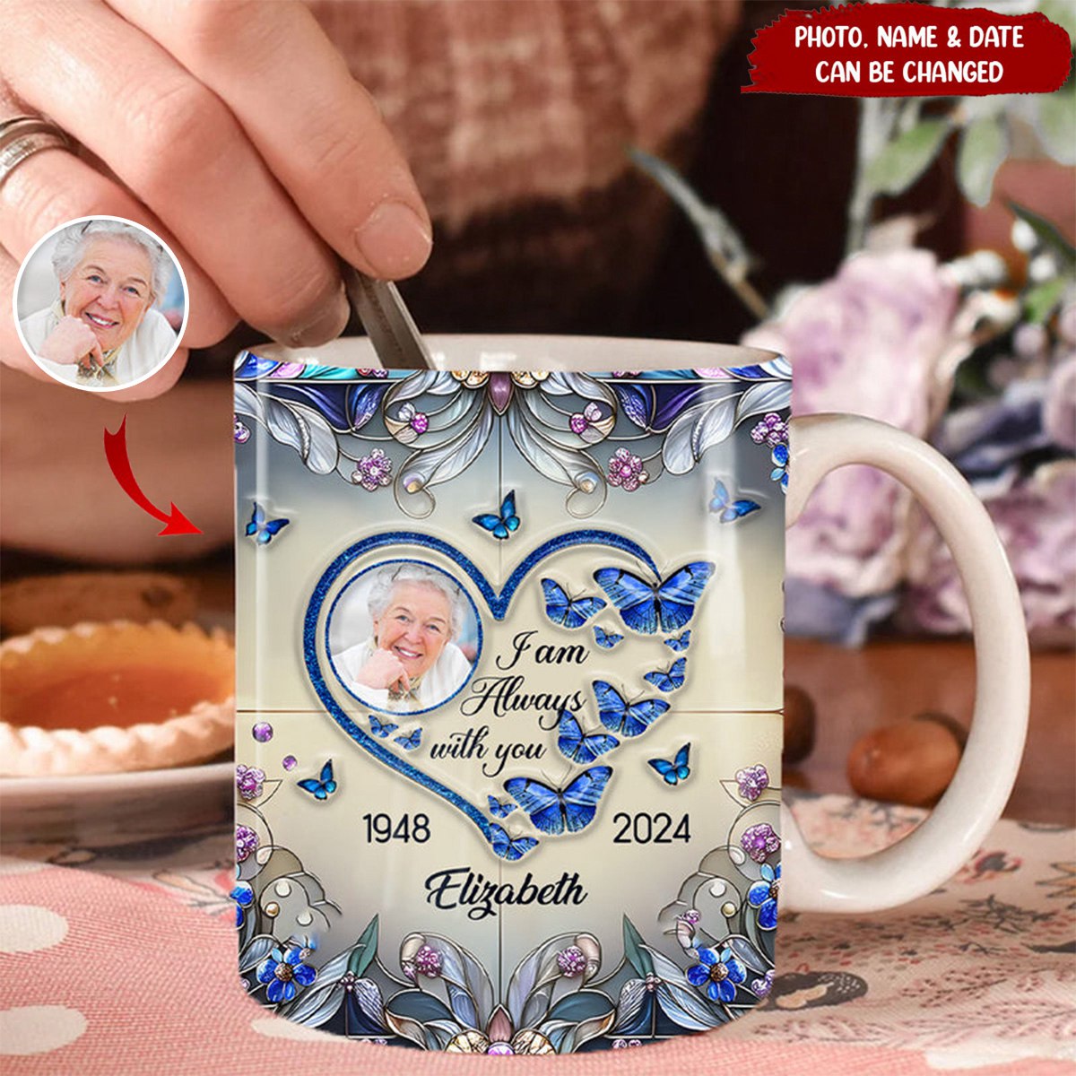 Forever In My Heart Butterfly-Personlized Photo To Memorialized Mug