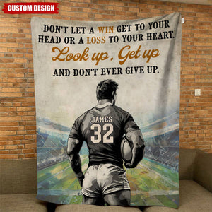 Look Up Get Up-Personalized Rugby Boy Blanket-Gift For Rugby Lovers