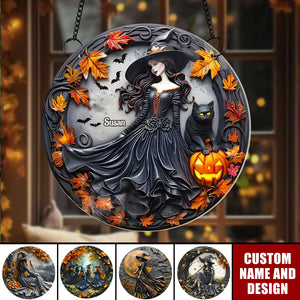 Personalized Halloween Gifts For Witch Lovers Suncatcher Ornament