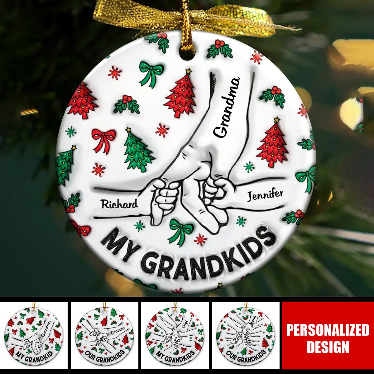 2024 New Release Christmas My Grandkids Our Grandkids-Personalized Circle Ceramic Ornament