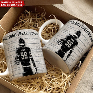 Personalized American Football Life Lessons Mug - Great Gift For American Football Lovers