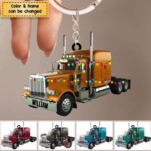 Personalized Truck Christmas Ornament / Keychain - Gift For Trucker