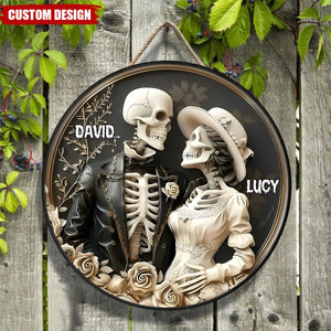 Skull Couple Personalized Family Wood Sign