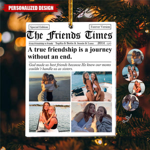 The BFF Times Friendship Gifts Newspaper - Personalized Acrylic Photo Ornament-Gift For Best Friends-2024 New Release