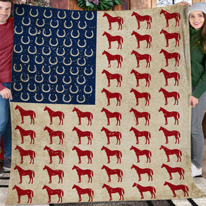 Horse American Flag Blanket - Gift For Horse Lovers