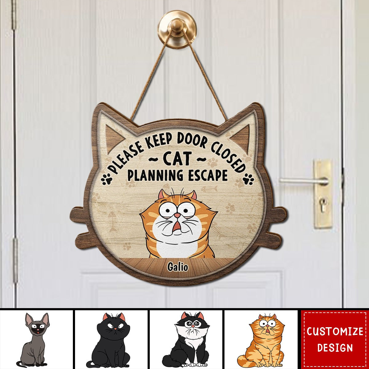 Cats Planning Escape - Personalized Wood Sign - Gift For Cat Lovers