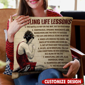 Personalized Wrestling Life Lessons Pillow-Gift For Wrestling Lovers