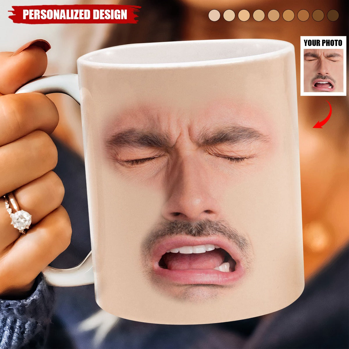 Funny Face-Personalized Photo Mug-Gift For Coworkers,Friends,Boss,Dad