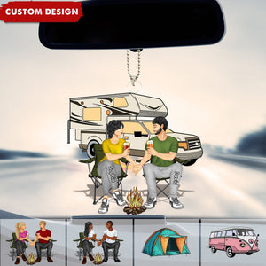 Camping Couple Making Memories One Campsite At A Time Personalized Car Ornament-Gift For Couple