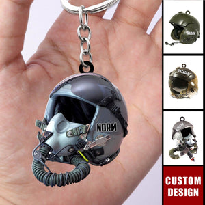 Personalized Military Flight Helmet Keychain