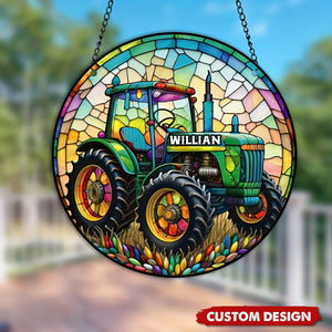 Tractor Personalized Window Hanging Ornament Suncatcher