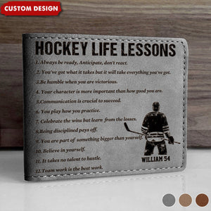 Personalized Hockey Leather Wallet - Gift Hockey Lovers