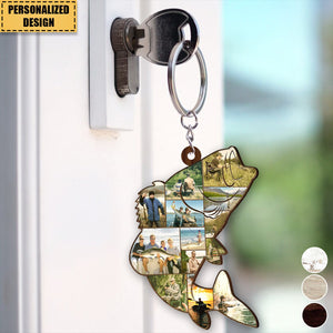 Fishing Photo Collage Personalized Keychain- Gift For Fishing Lovers