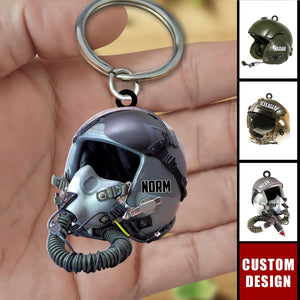 Personalized Military Flight Helmet Keychain