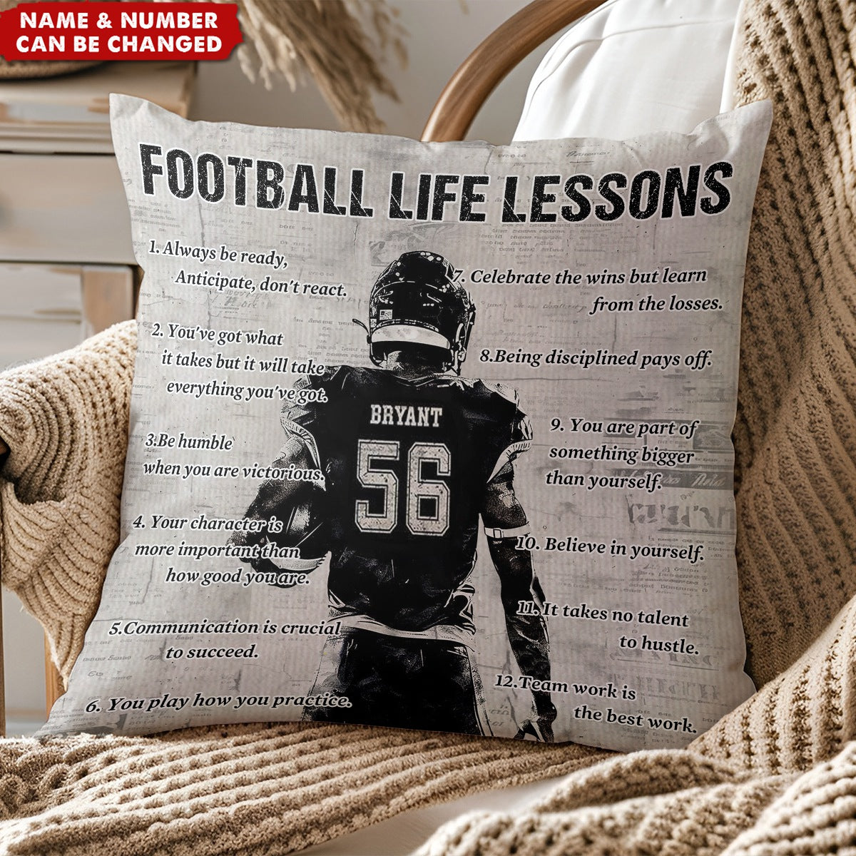 Gift For American Football Lovers-Personalized American Football Life Lessons Pillow