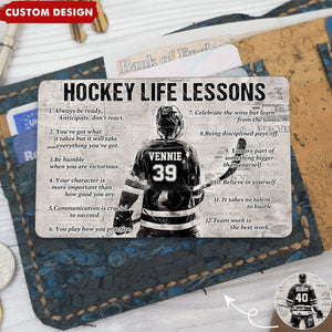 Personalized Hockey Life Lessons Wallet Card - Gift For Hockey Lovers