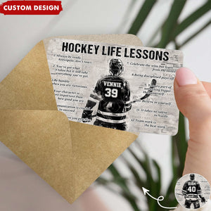 Personalized Hockey Life Lessons Wallet Card - Gift For Hockey Lovers