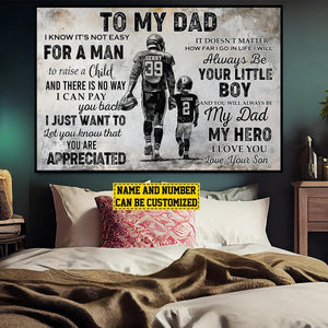 To My Dad Personalized Football Poster-Gift For Football Lovers