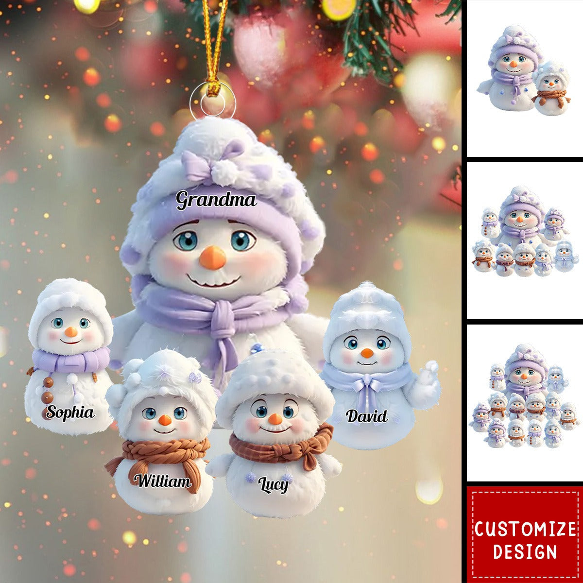 Personalized Snowman Christmas Ornament - Gift For Mom,Grandma