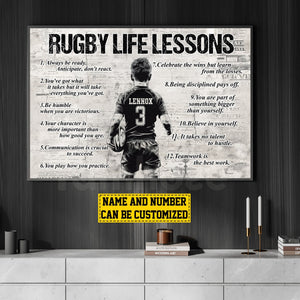 Personalized Rugby Life Lessons Boy Poster-Gift For Rugby Lovers