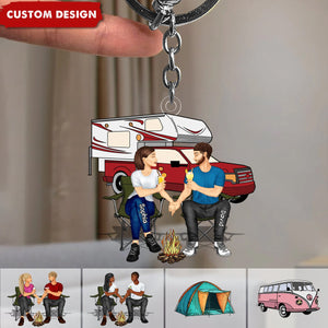 Camping Couple Making Memories One Campsite At A Time Personalized Keychain-Gift For Couple