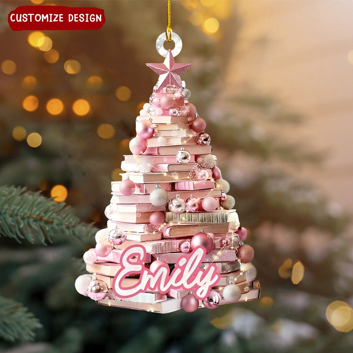 Personalized Christmas Book Tree Name Ornament-Gifts For Book Lover-2024 New Release