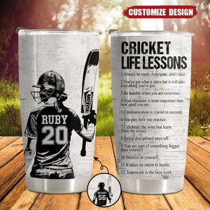 Personalized Cricket Life Lessons Tumbler - Gift For Cricket Lovers