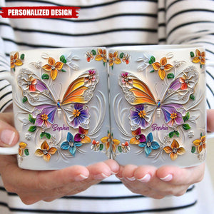 Stunning Butterfly-Personalized Butterfly Accent Mug-Gift For Friends