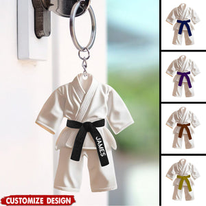 Personalized Black Belt Keychain -  Taekwondo,Karate,Jiu-Jitsu Gift