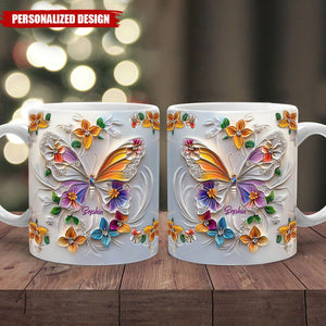 Stunning Butterfly-Personalized Butterfly Accent Mug-Gift For Friends