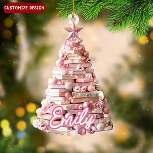 Personalized Christmas Book Tree Name Ornament-Gifts For Book Lover-2024 New Release