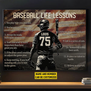 Personalized American Baseball Life Lesson Poster-Gift For Baseball Lovers