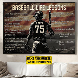 Personalized American Baseball Life Lesson Poster-Gift For Baseball Lovers