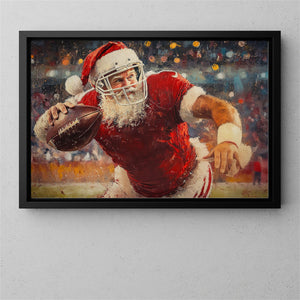 Funny Christmas Santa On The Field American Football Poster - Gift For American Football Lovers