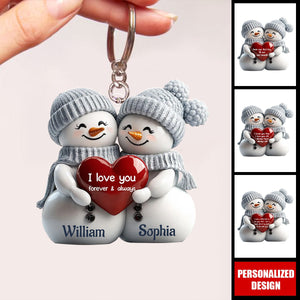 2024 New Release Couple Snowman Christmas Personalized Acrylic Keychain