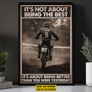 It's Not About Being The Best-Personalized Poster-Gift For Kid Motocross Lovers