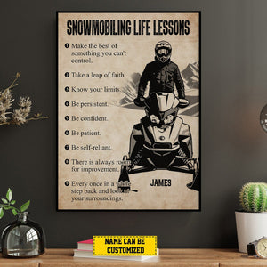 Personalized Snowmobiling Life Lessons Poster-Gift For Boy Men