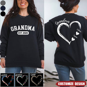 Personalized Mom Grandma Heart  Sweatshirt