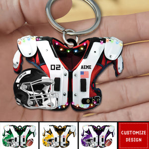 2024 New Release Personalized American Football Shoulder Pads And Helmet Acrylic Keychain