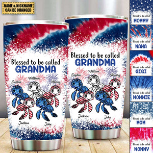 Personalized USA July 4th Grandma Mom Turtle Tumbler-Gift For Family