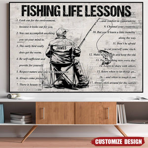 Personalized Fishing Life Lessons Poster- Gift For Fishing Lovers