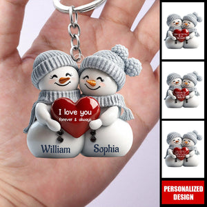 2024 New Release Couple Snowman Christmas Personalized Acrylic Keychain