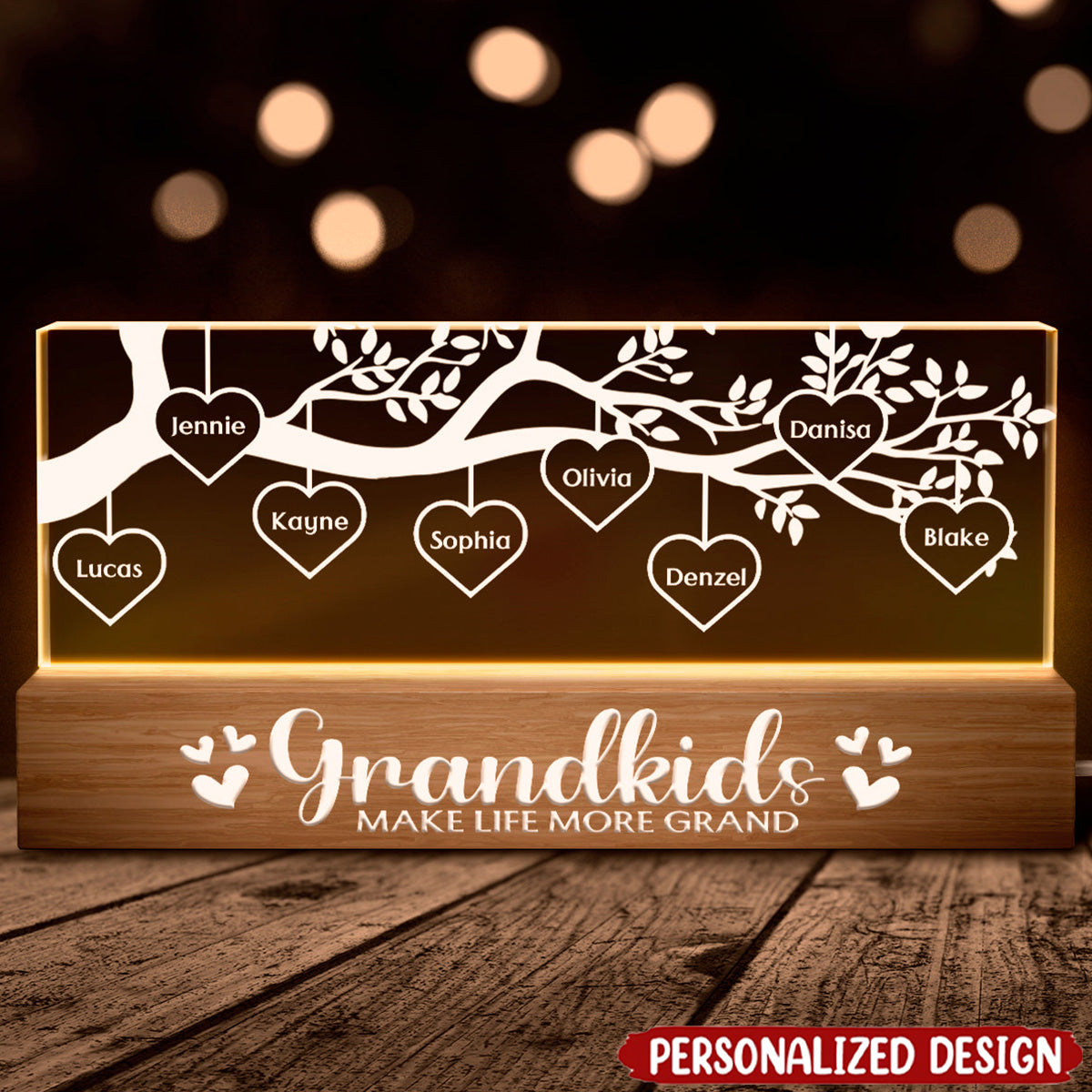 Grandkids Make Life More Grand-Personality Acrylic LED Night Light-Gift For Grandma, Mom