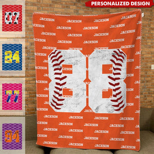 Personalized Cozy Baseball Basketball Number Soft Blanket with Name-Gift for Sports Lovers